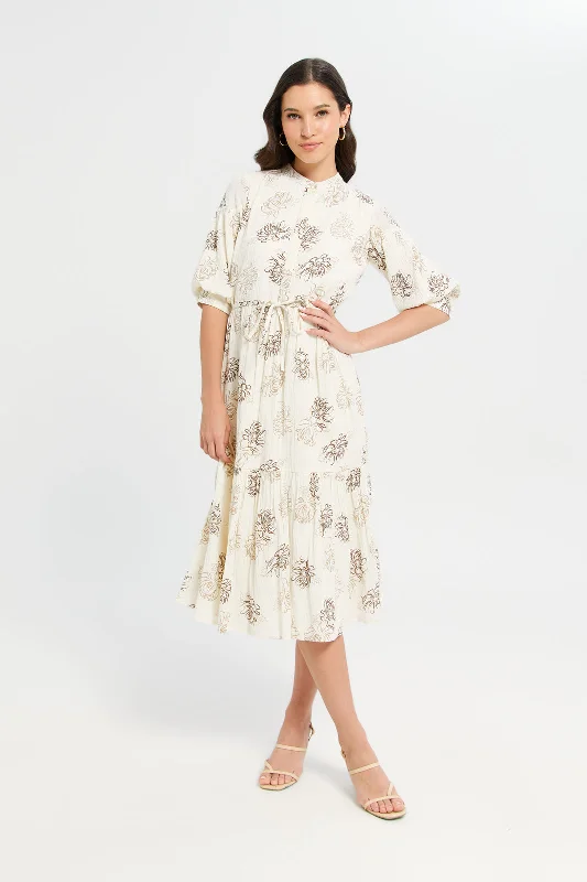 Women Ivory Printed Dress