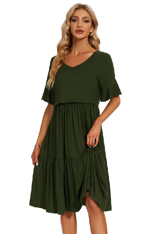 Smallshow Ruffle Maternity Nursing Dress