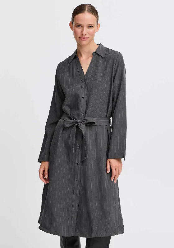 b.young Midde Pinstripe Shirt Dress, Grey