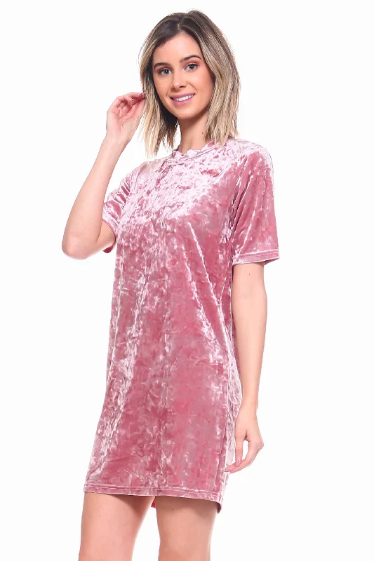 Crushed Velvet T-Shirt Dress