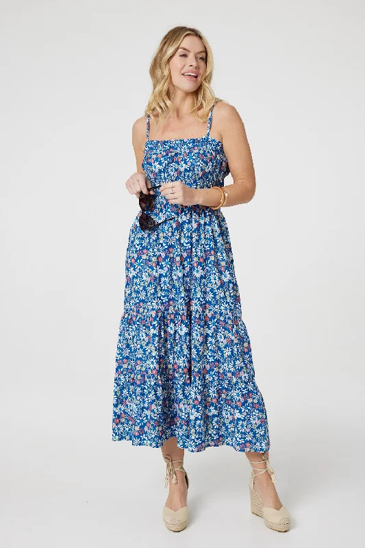 Floral Sleeveless Midi Sun Dress