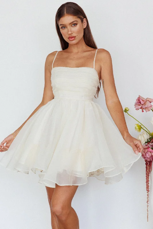 Elyse Pleated Bodice Party Dress Cream