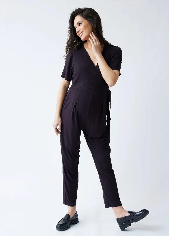 The EveryWear Short Sleeve Maternity + Nursing Jumpsuit