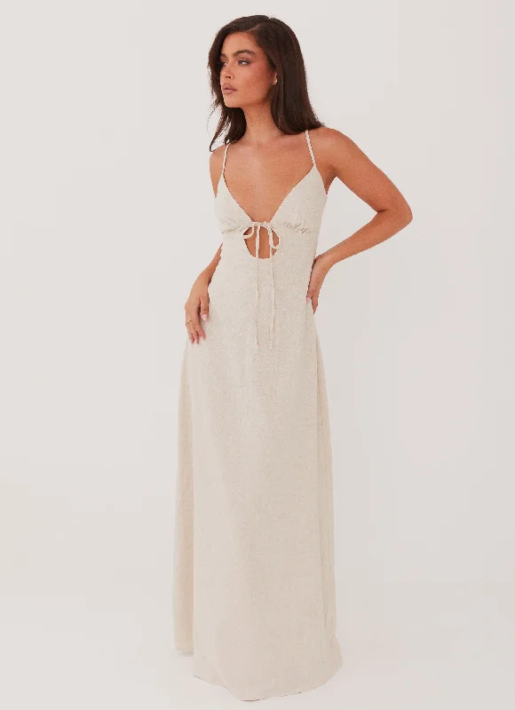 Flora Linen Maxi Dress - Oatmeal