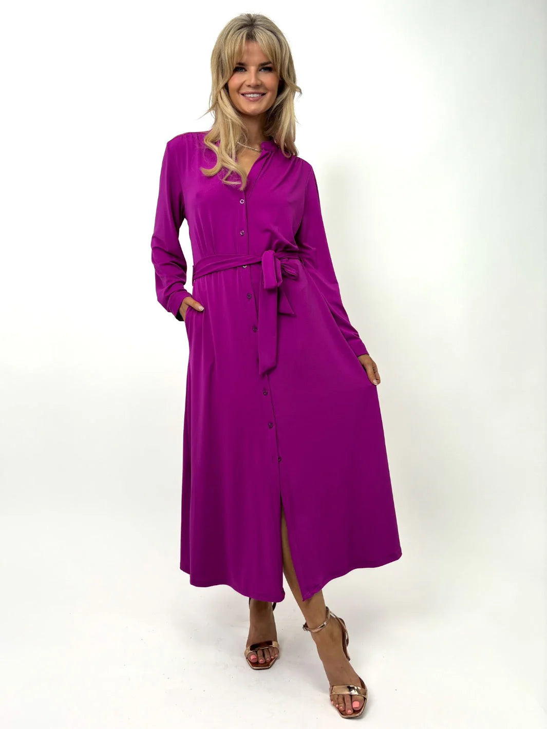 Kate & Pippa Capri Midi Shirt Dress, Magenta