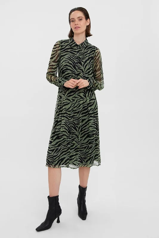 Kaya Shirt Dress in Green Print