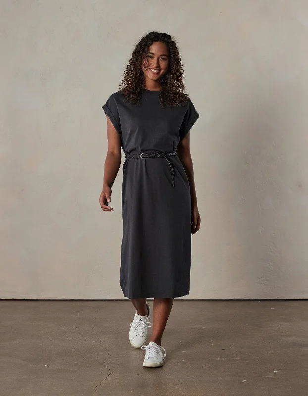 Lennox Jersey Midi T-Shirt Dress in Pine Needle