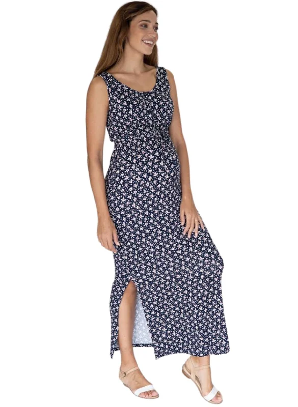 Maternity & Nursing Maxi Dress - Navy Print