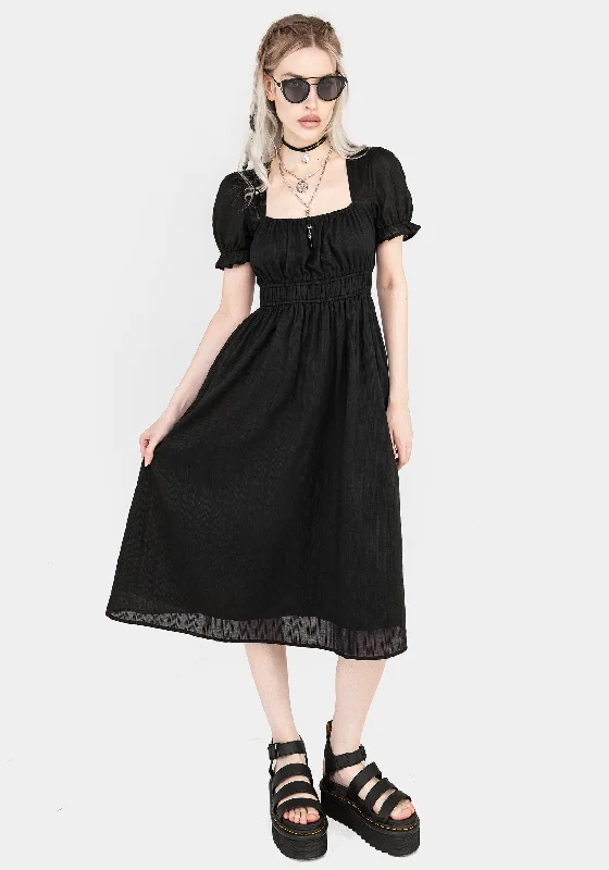 Obsidian Cotton Smock Midi Dress