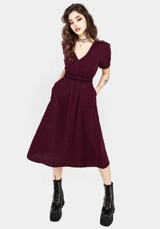 Poultice Embroidered Cotton Midi Dress