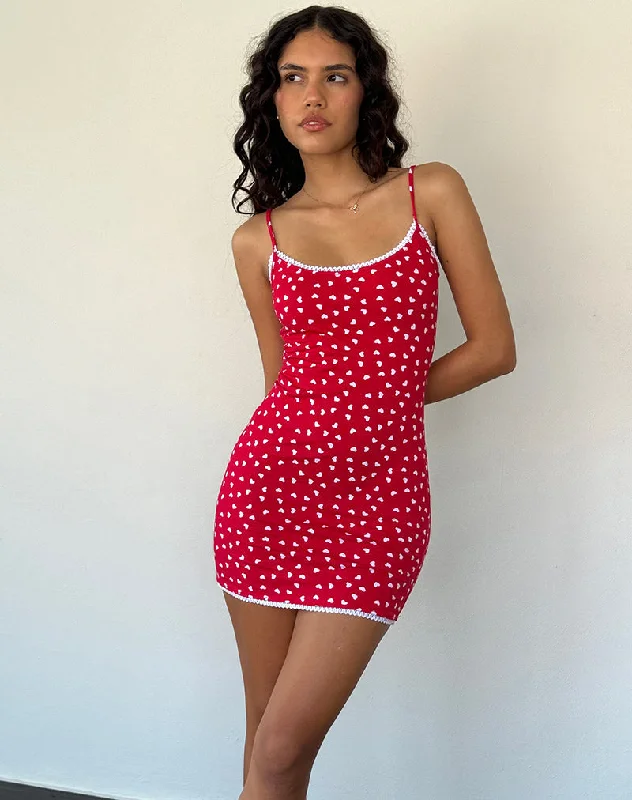 Riniki Bodycon Mini Dress in Heart Red