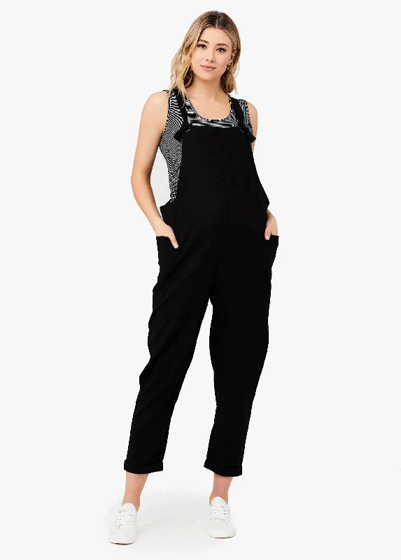 Ripe Maternity Poppy Lightweight Linen Black Jumpsuit