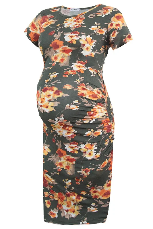 Smallshow Floral Ruched Maternity Dresses