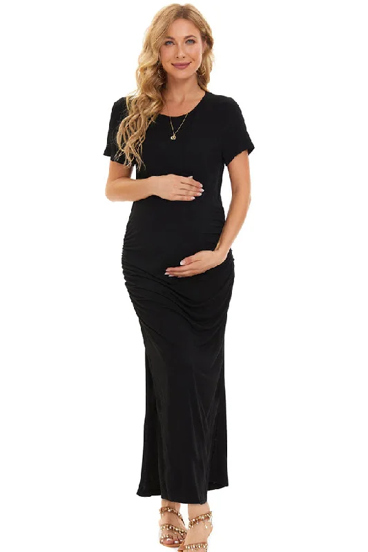 Smallahow Side Slit Maternity Maxi Dress