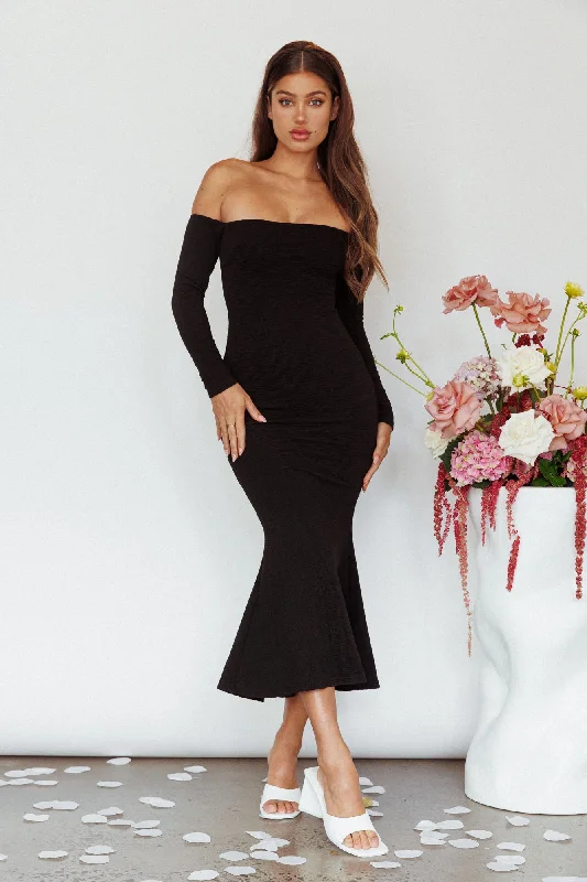 Speakeasy Off-Shoulder Maxi Dress Black