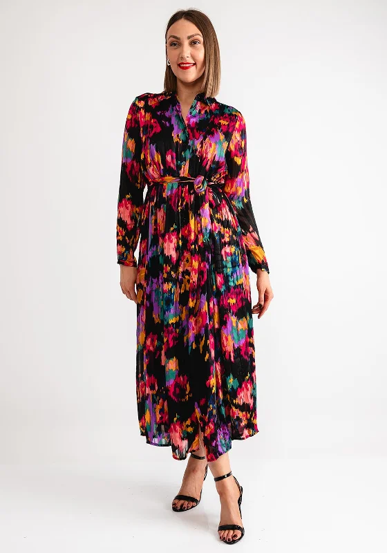 Serafina Collection Printed Maxi Shirt Dress, Black