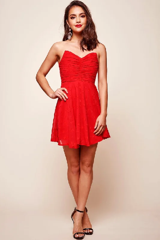 Tinseltown Ruched Party Dress Red