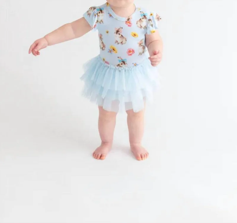 Tinsley Jane Tulle Bodysuit Dress In Light Blue