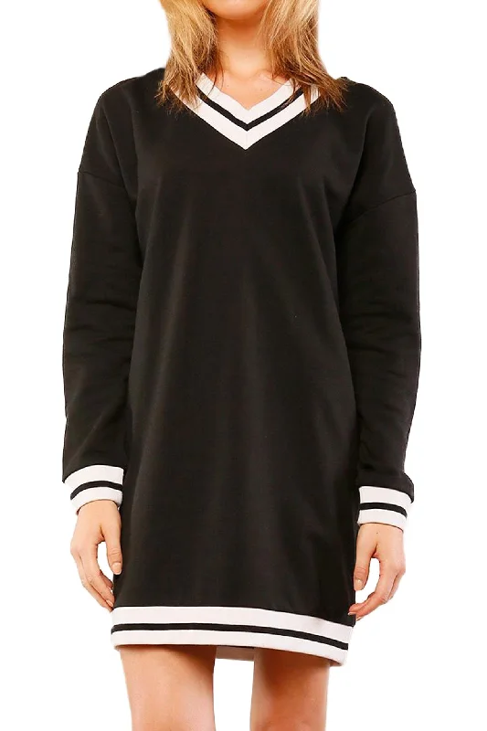 Varsity V-neck Sweatshirt Dress