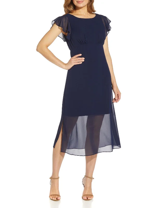 Womens Chiffon Illusion Cocktail and Party Dress