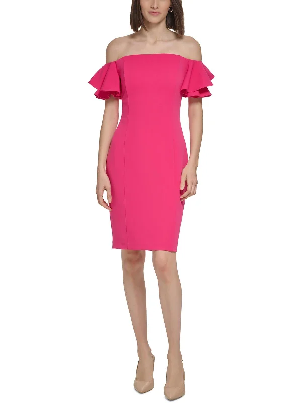 Womens Crepe Mini Cocktail And Party Dress