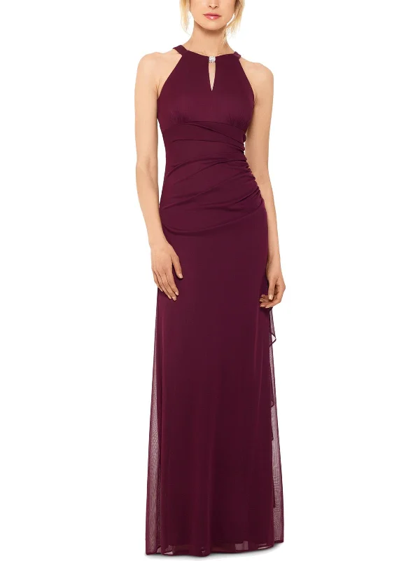 Womens Embellished Keyhole Evening Dress