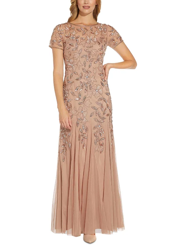 Womens Embellished Maxi Evening Dress