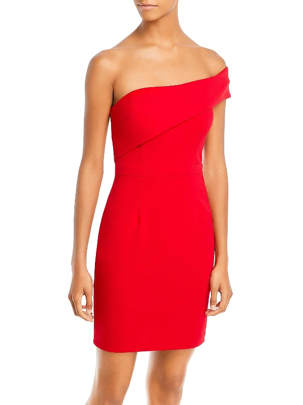 Womens Knit One Shoulder Sheath Dress