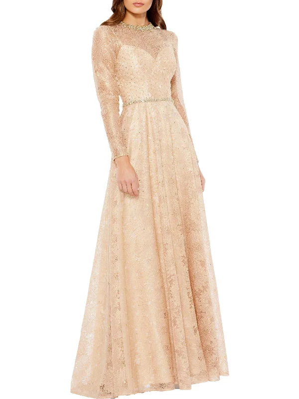 Womens Lace Maxi Evening Dress