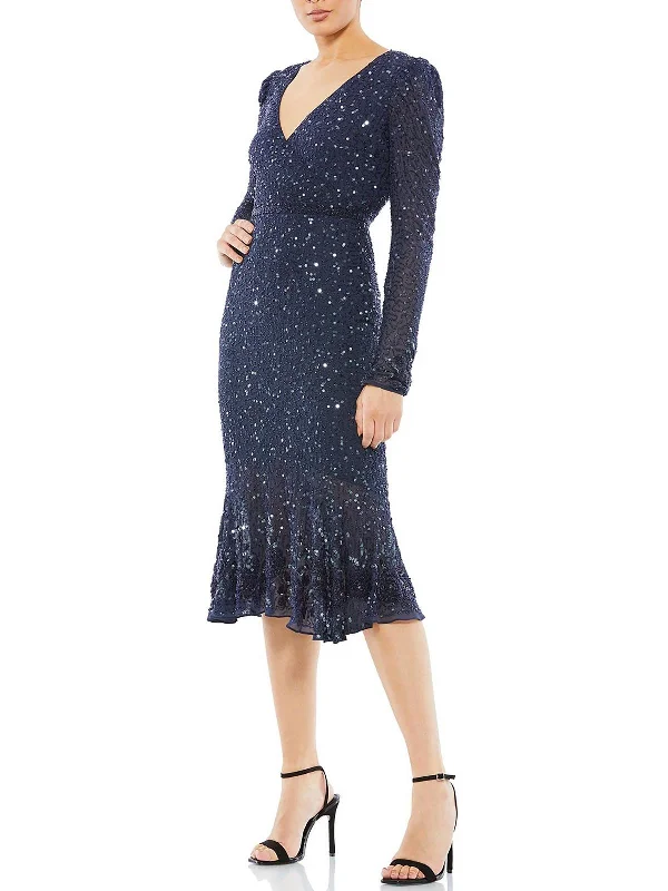 Womens Sequin Embellished Cocktail and Party Dress