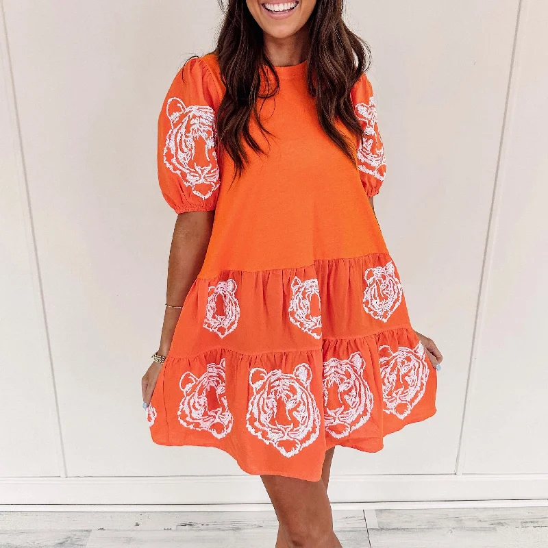 Tiger Babydoll Dress - Orange