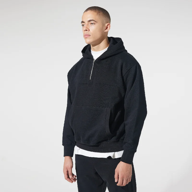 Heavyweight 1/2 Zip Hoodie | Black