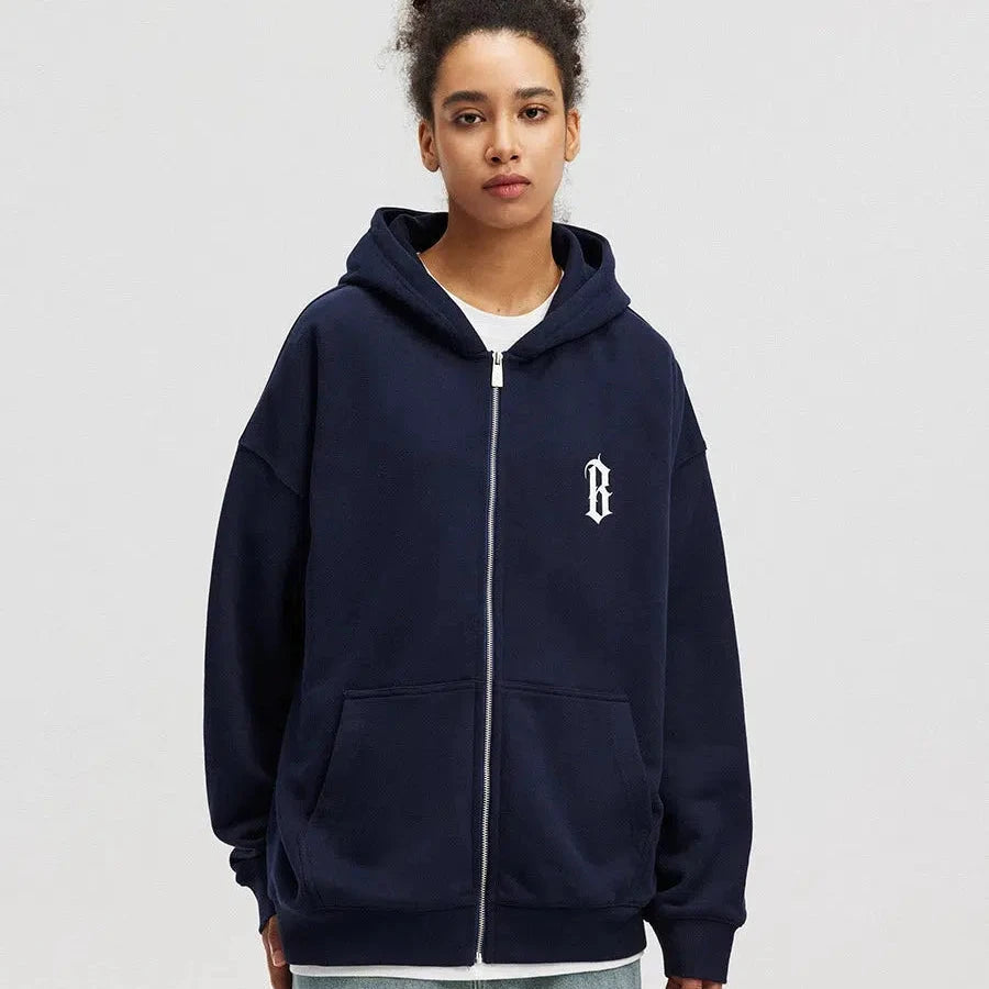 Arc Gothic Logo Hooded Cardigan Loose Casual Basic Street Jacket