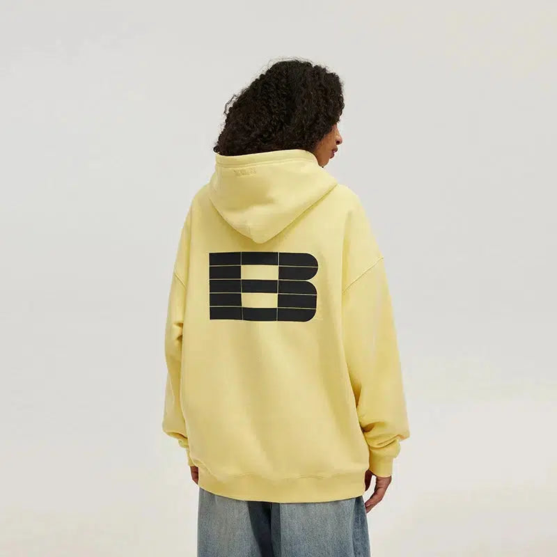Basic Thick Plate Printed Hooded Sweatshirt