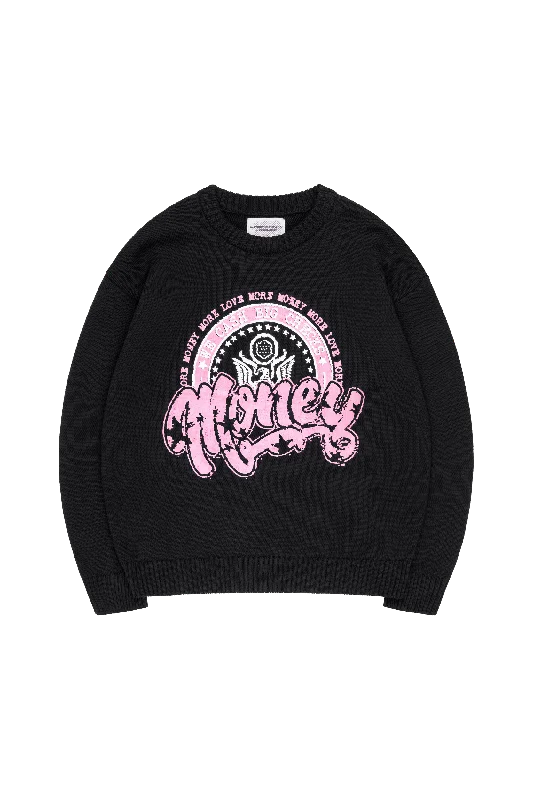 BIG CHECKS KNIT CREWNECK BLACK