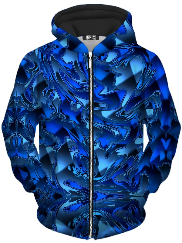 Blue Chromatic Melt Unisex Zip-Up Hoodie