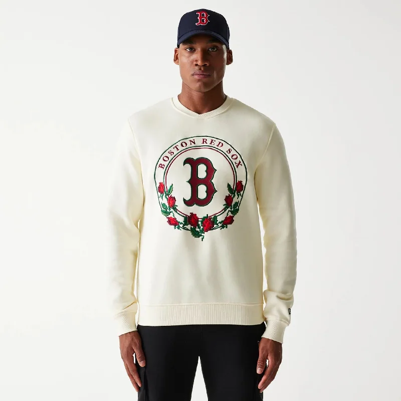 Boston Red Sox Red Roses White Crewneck Sweater