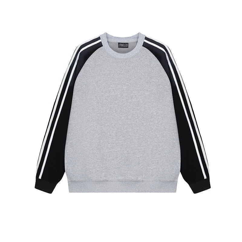 Contrasting Color Velvet Round Neck Sweatshirt