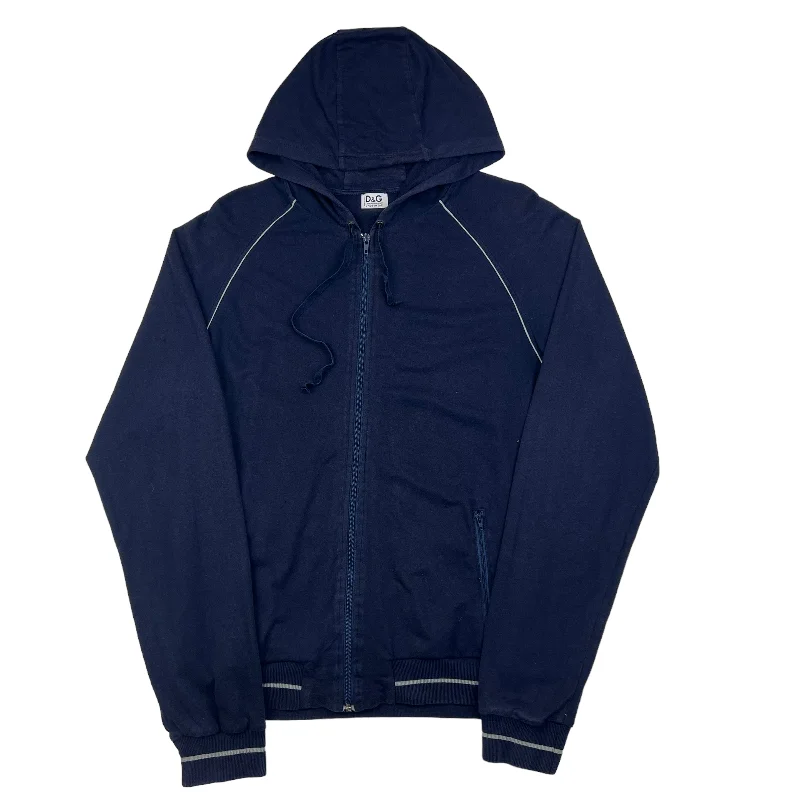D&G Navy Blue Zip Up Hooded Sweatshirt