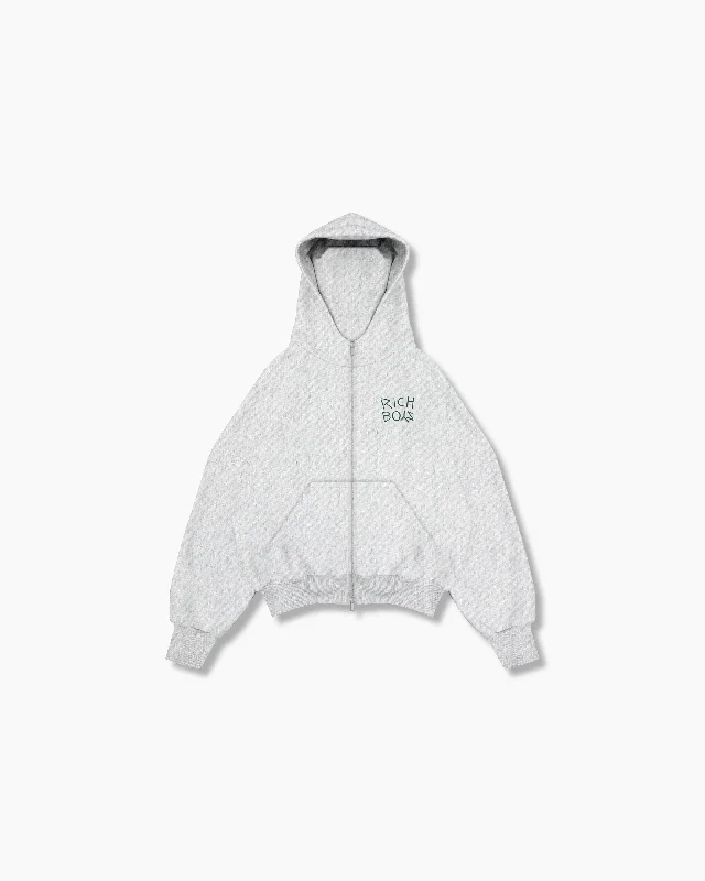 Double Zip Box Hoodie - Heather Gray