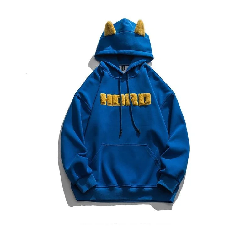 Embroidered Letter Hooded Sweater