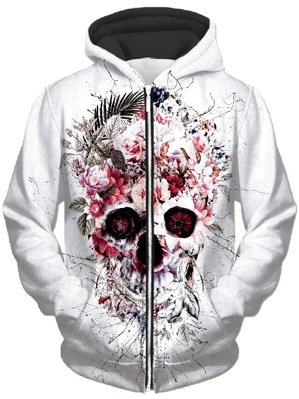 Floral Skull Unisex Zip-Up Hoodie