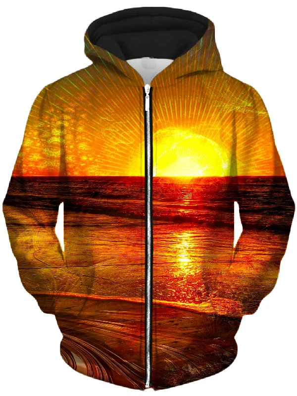 Fractal Sunset Unisex Zip-Up Hoodie