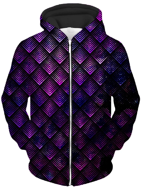 Galactic Dragon Scale Purple Unisex Zip-Up Hoodie