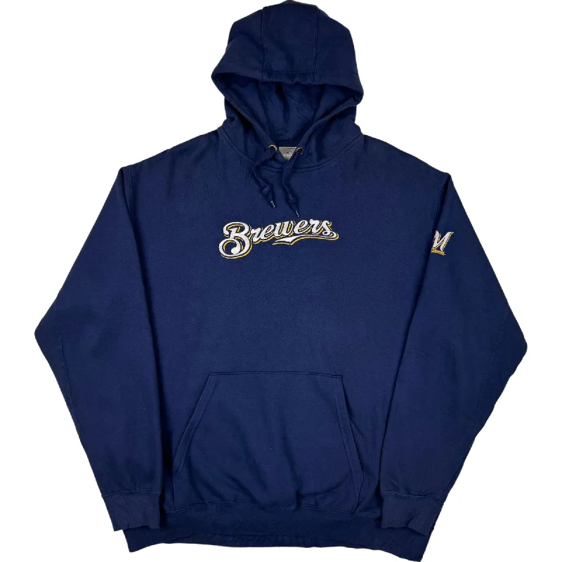 Vintage MLB Milwaukee Brewers Hooded Embroidered Sweatshirt Navy
