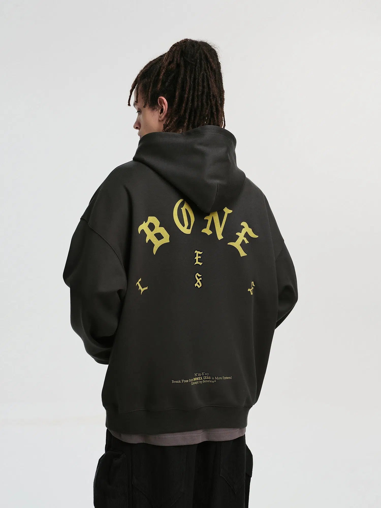 Gothic Logo Typography Round Neck Loose Hoodie