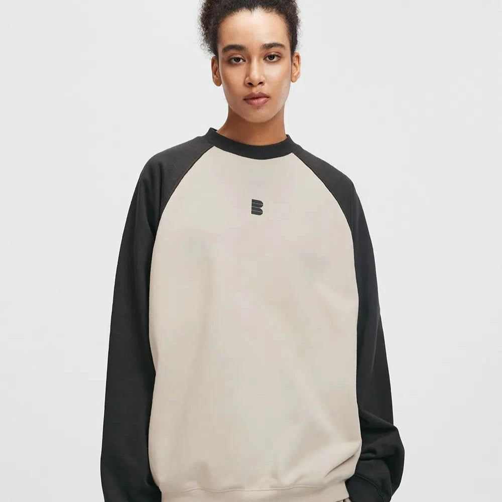 Heavy Contrast Stitching Raglan Sleeve Letter Print Sweatshirt