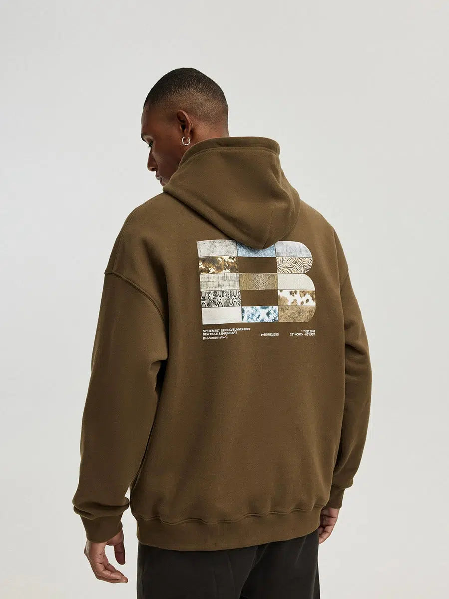 High Street Patchwork Logo Hooded Sweatshirt