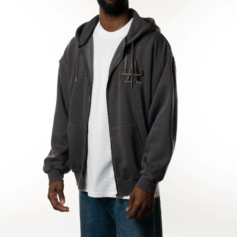 LA Dodgers New Era Australia Charcoal Oversized Full Zip Hoodie