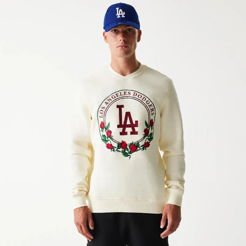 LA Dodgers Red Roses White Crewneck Sweater